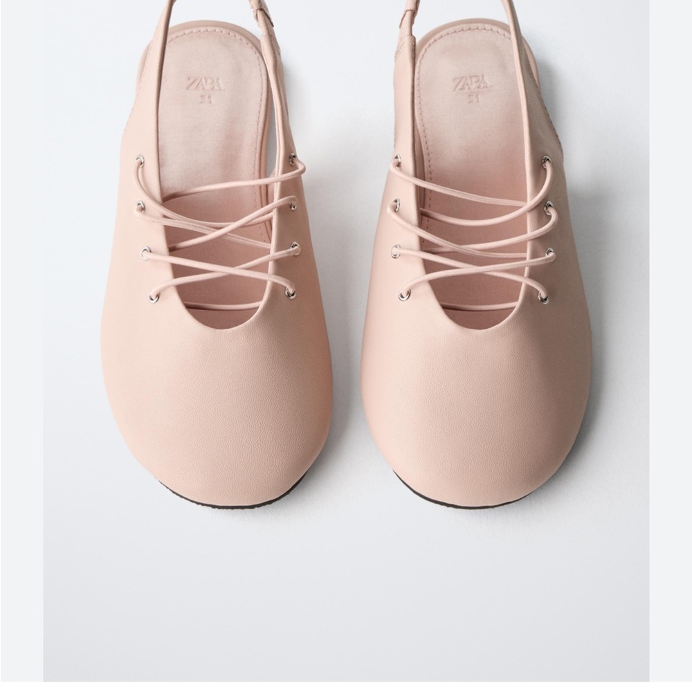 Zara Women's Blush Lace-Up Flats